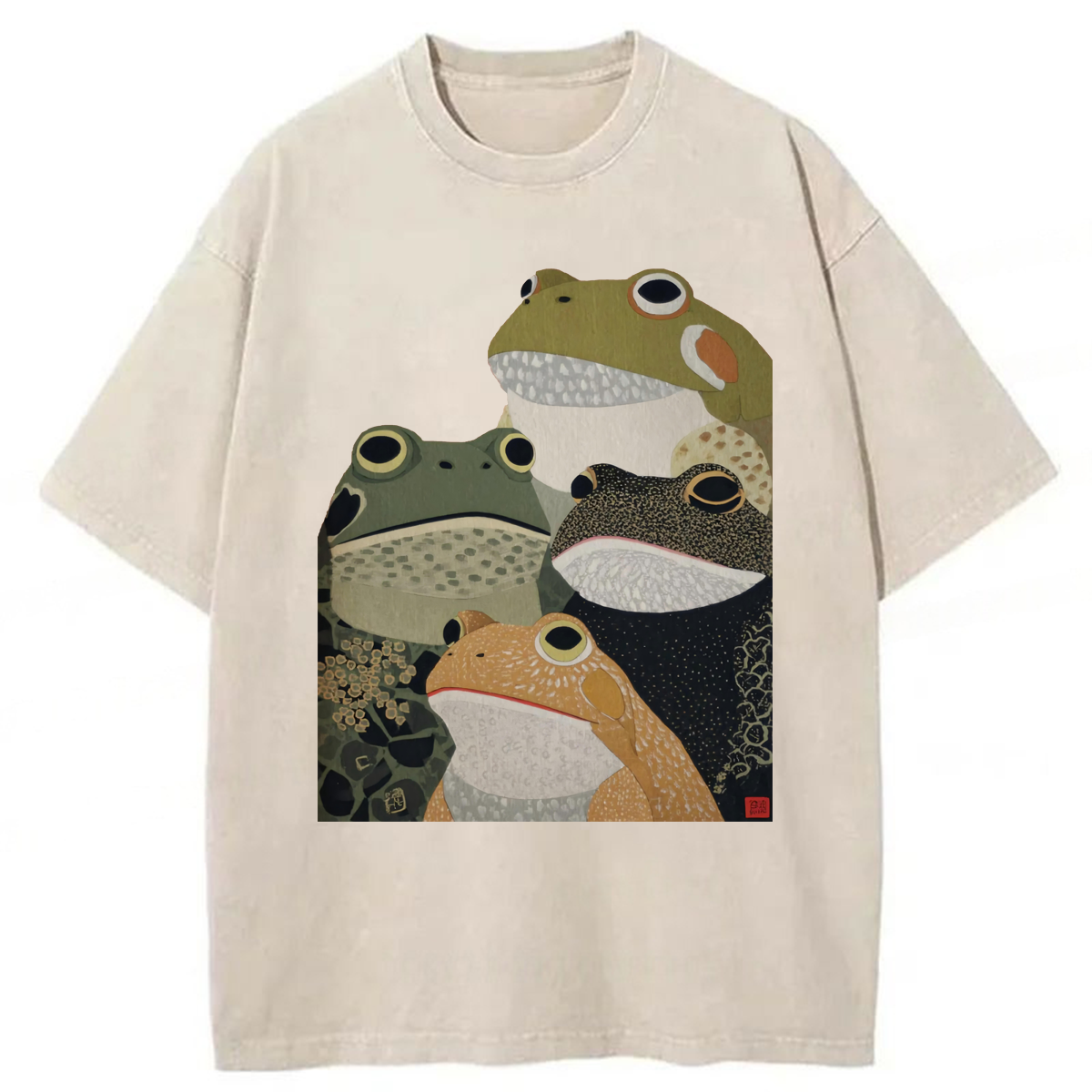 Tokyoviva Colorful Frogs Washed T-shirt