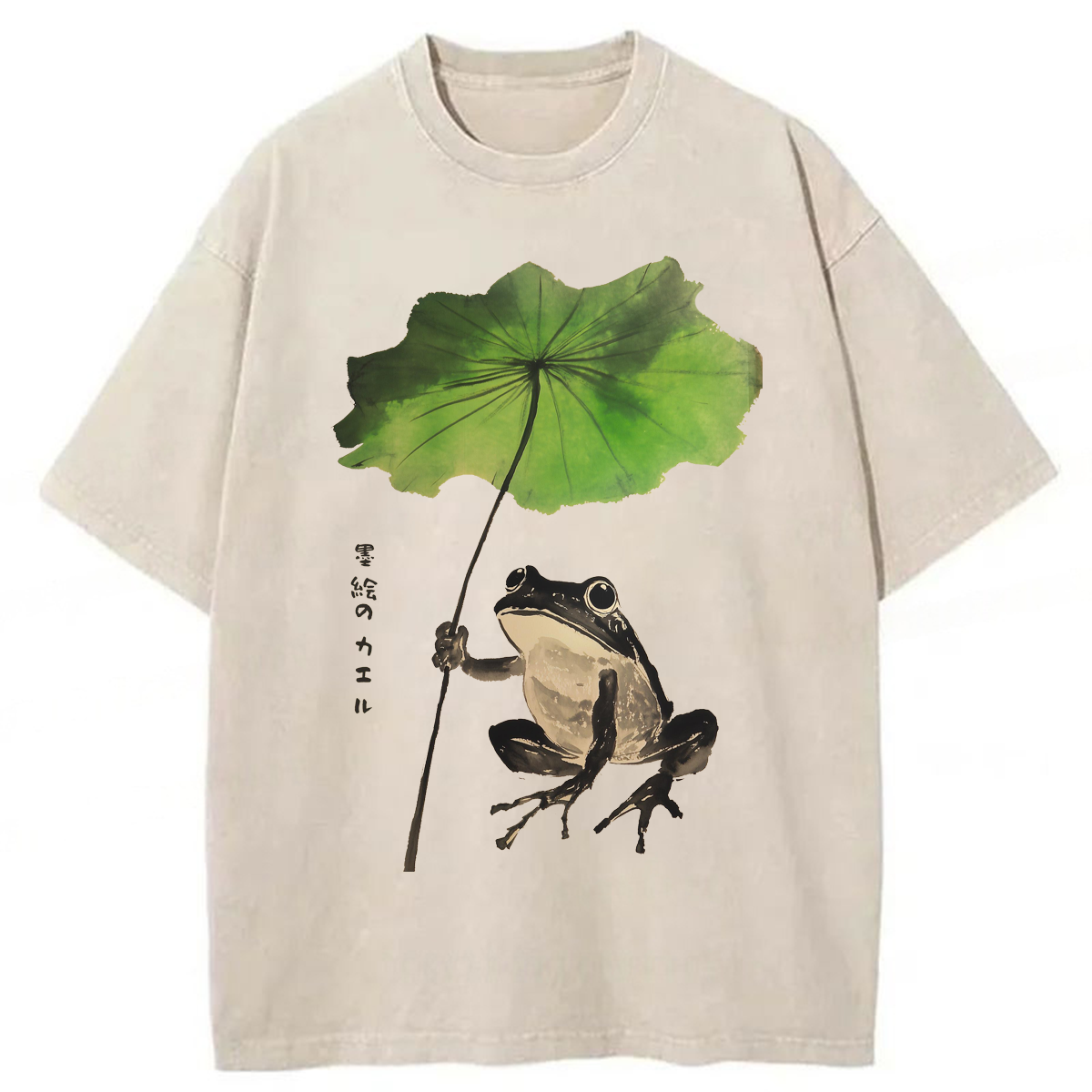 Tokyoviva Japanese Frog Lotus Leaf Washed T-shirt