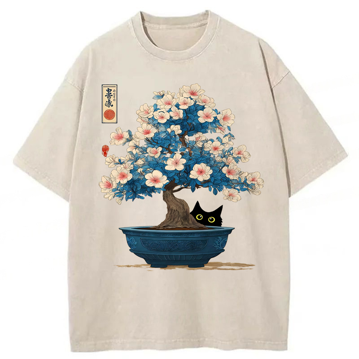 Tokyoviva Black Cat Bonsai Washed T-shirt