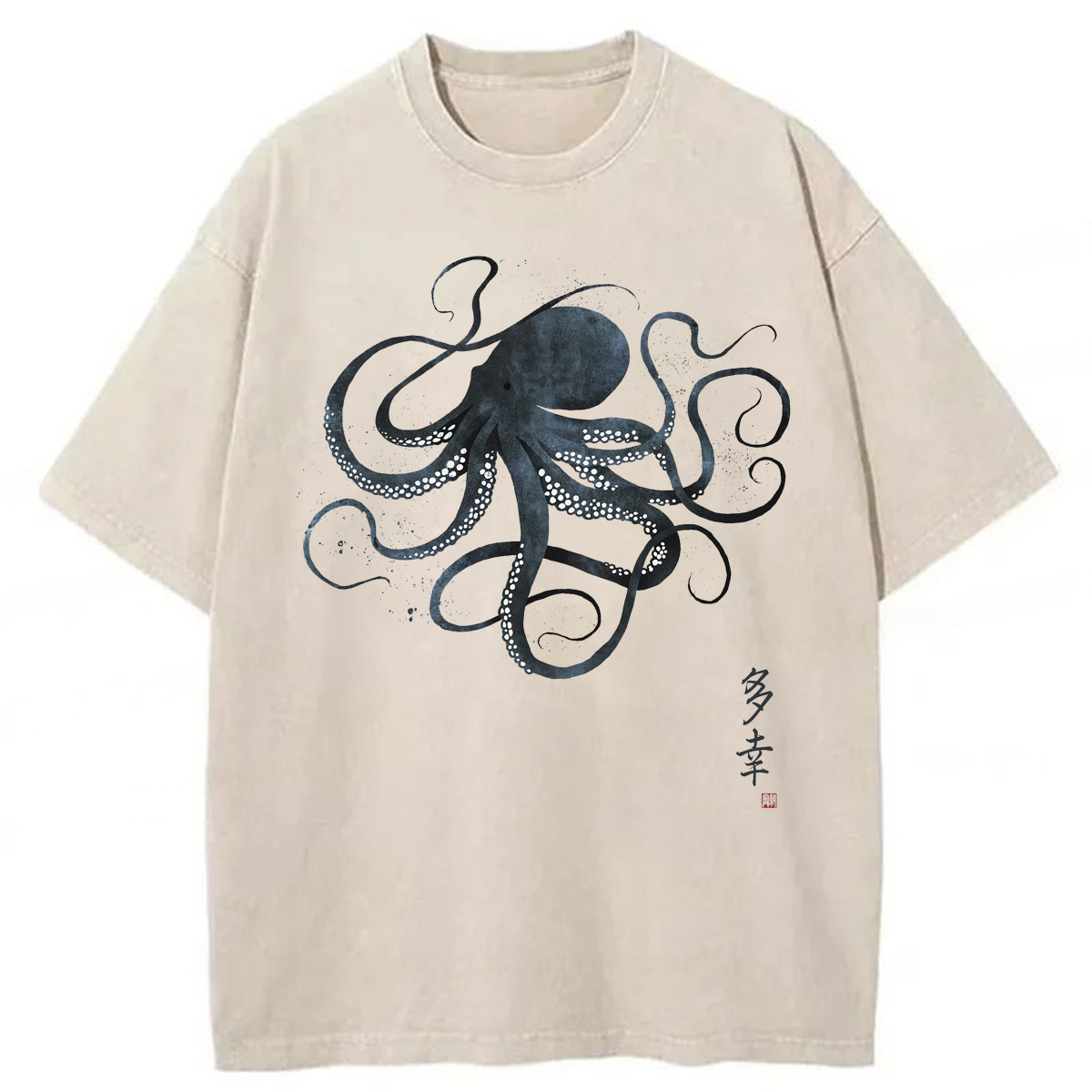 Tokyoviva Japanese Octopus Washed T-shirt