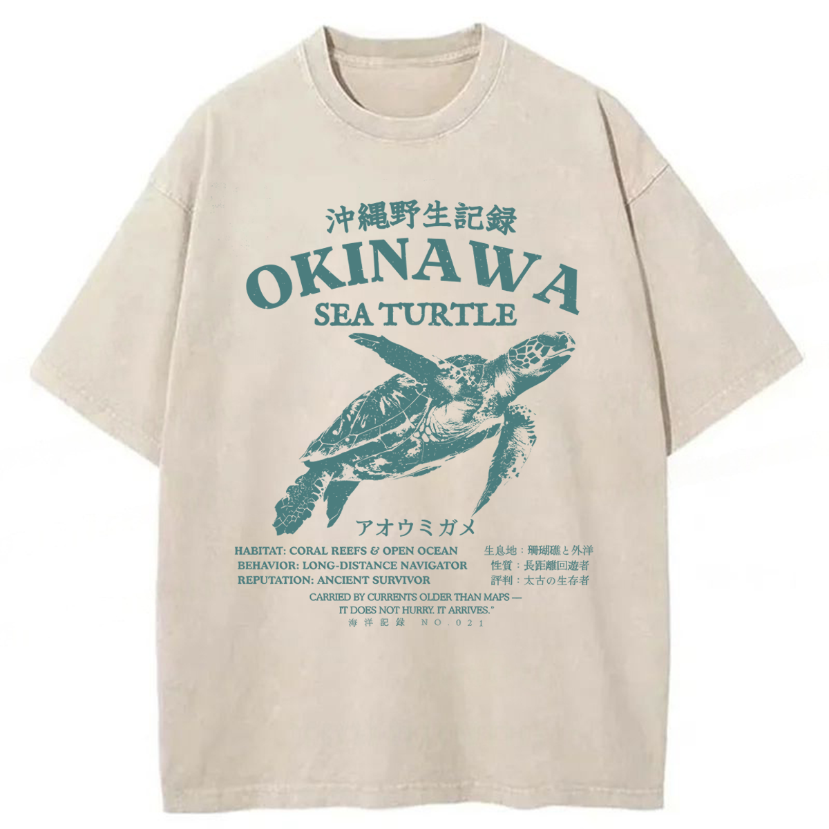 Tokyoviva Okinawa Sea Turtle Washed T-shirt