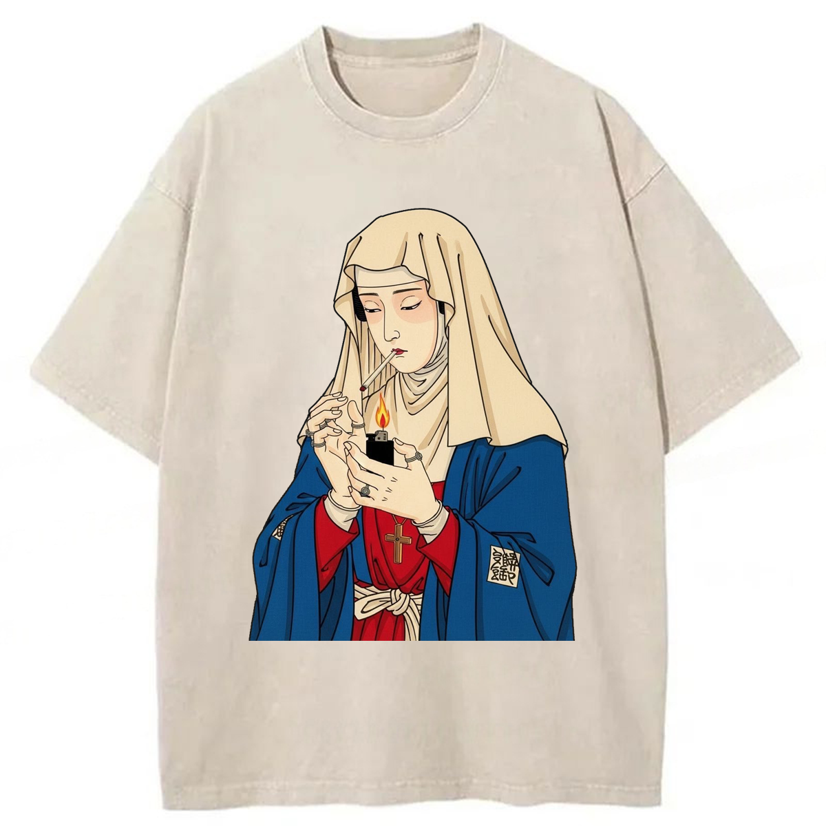 Tokyoviva Japanese Women Smoking Washed T-shirt
