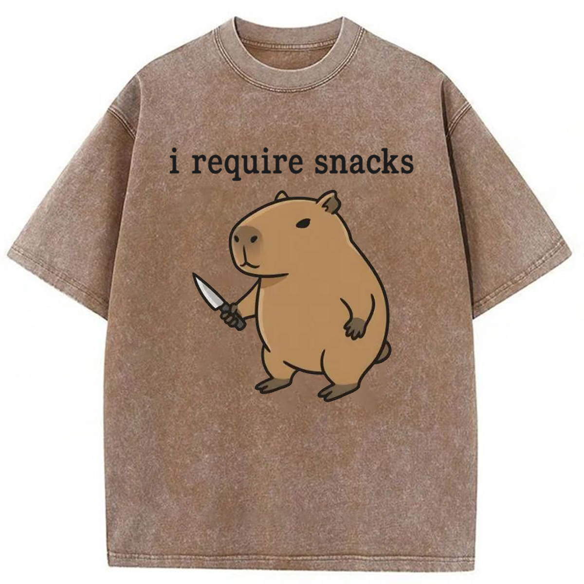 Tokyoviva I Require Snacks Capybara Washed T-shirt