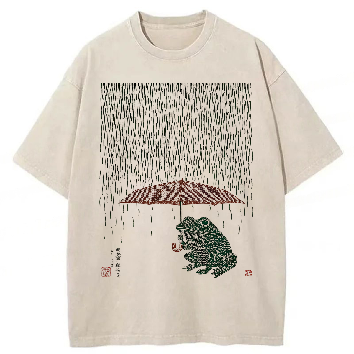 Tokyoviva Frog With Umbrella Washed T-shirt
