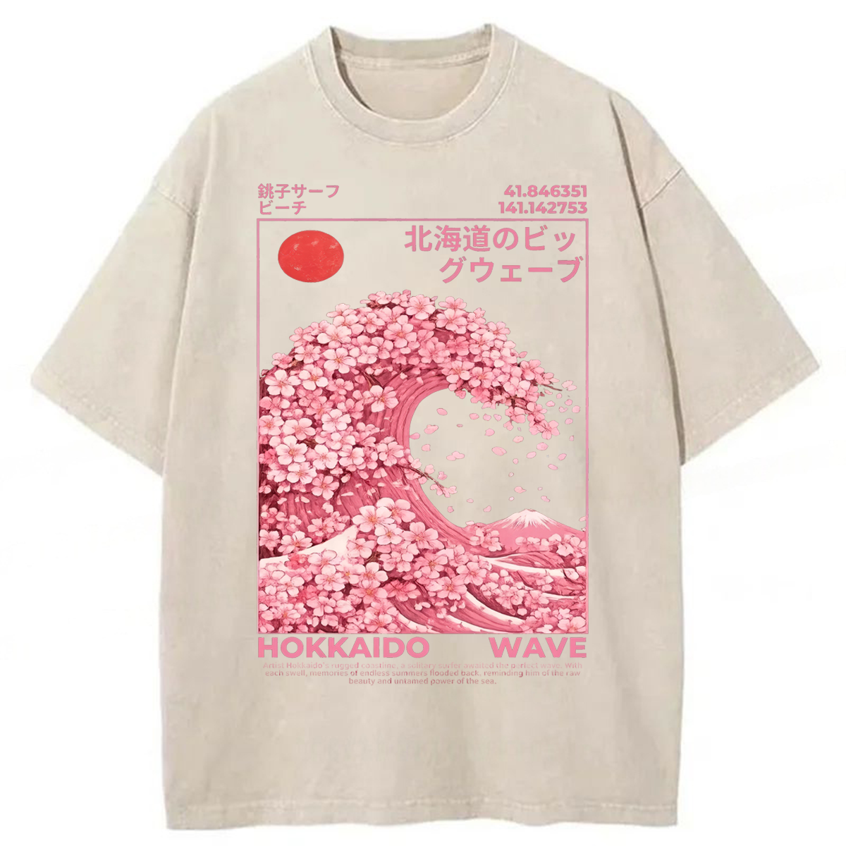 Tokyoviva Hokkaido Wave Sakura Washed T-shirt