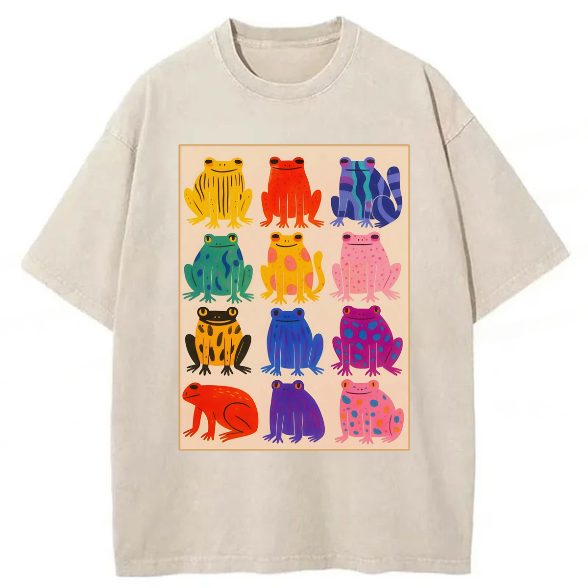 Tokyoviva Colorful Frogs Washed T-shirt