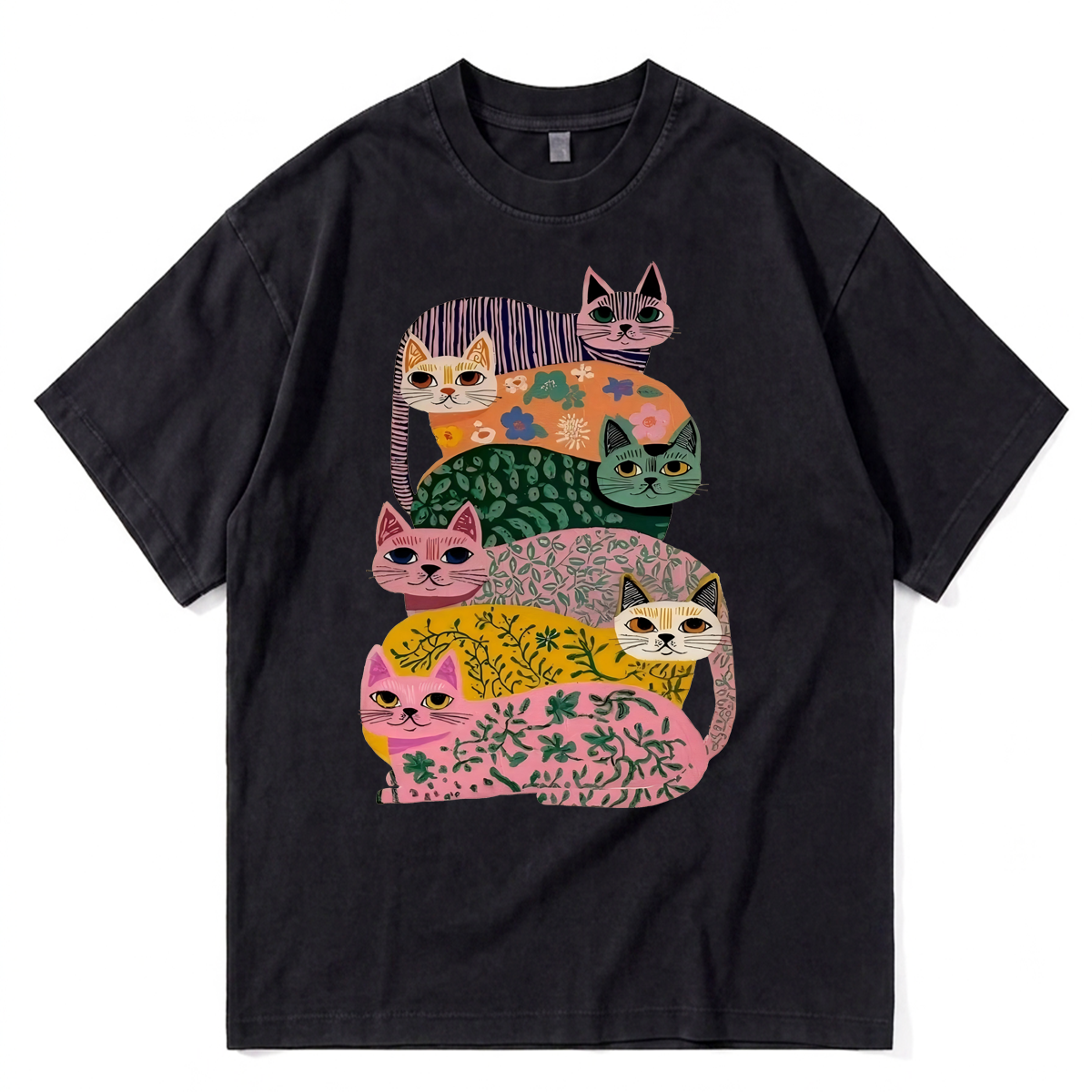 Tokyoviva The Cat Stack Wave Washed T-shirt
