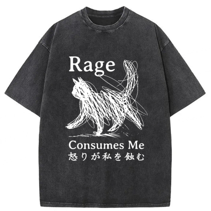 Tokyoviva Anger Devours The Cat Washed T-shirt