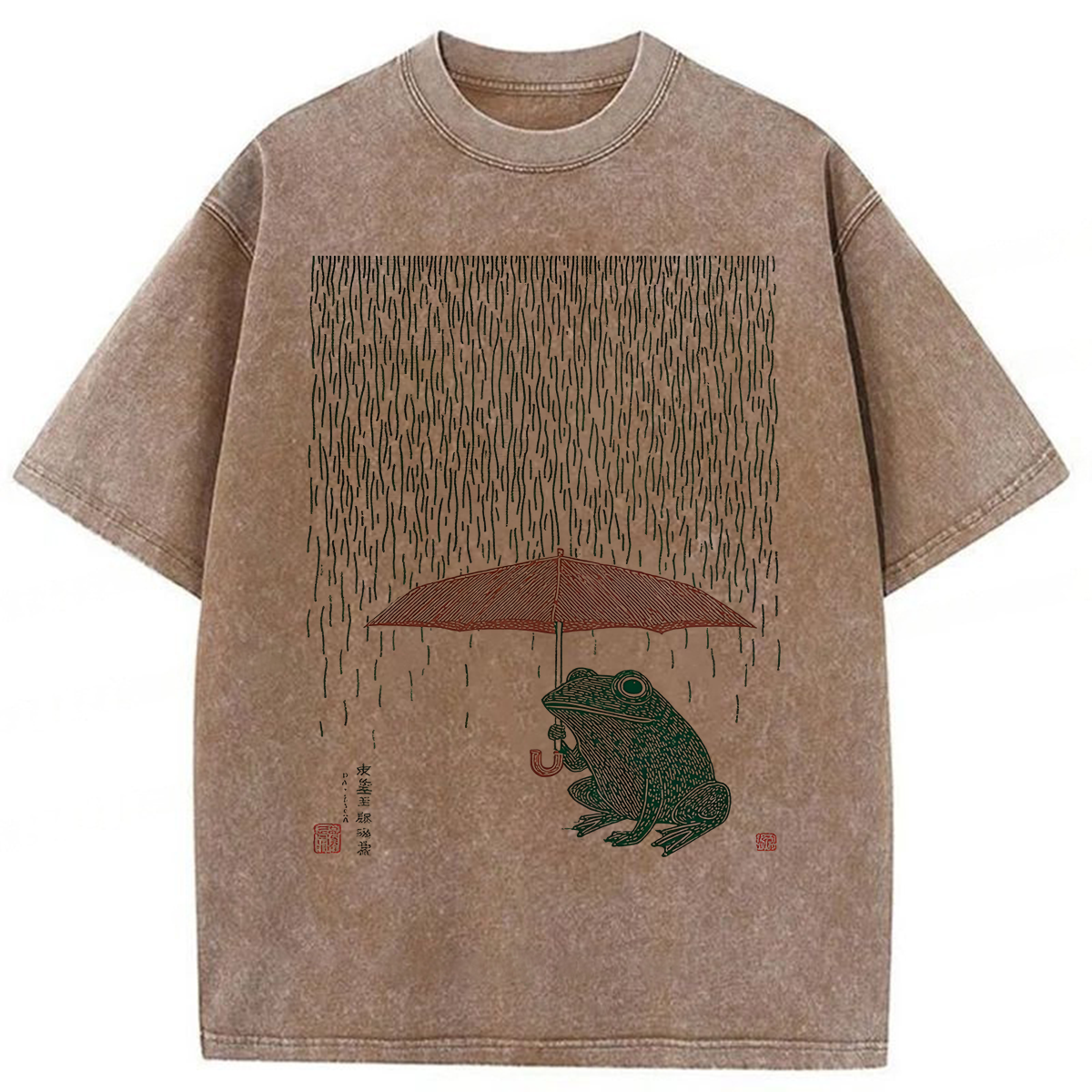 Tokyoviva Frog With Umbrella Washed T-shirt