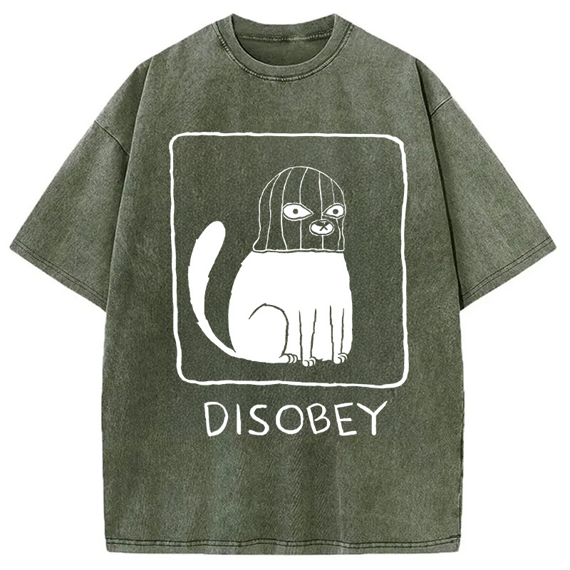 Disobey Cat Washed T-Shirt