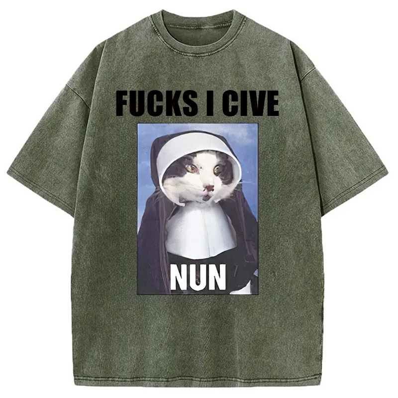 F*cks I give Nun Cat Washed T-Shirt