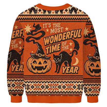 Baddiecat Halloween Most Wonderful Time Witchy Ugly Sweatshirt