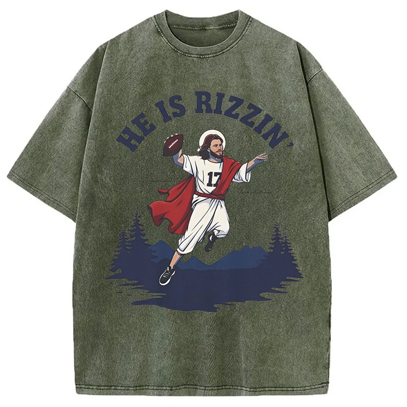 He Is Rizzin' Washed T-Shirt