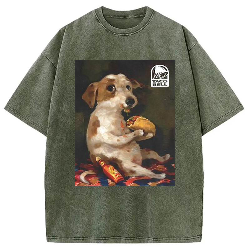 Dog Chill With Taco Bell Vintage Washed T-Shirt