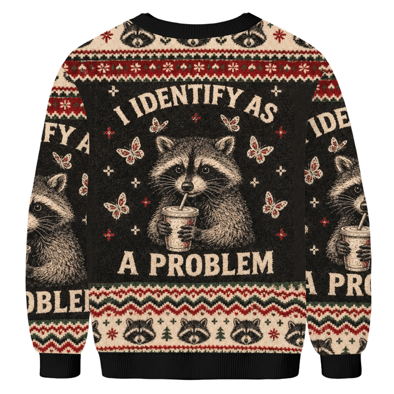 Baddiecat I Identify As A Problem Ugly Sweatshirt