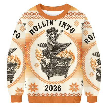 Baddiecat Raccoon Trash Can Fire Retro Charcoal Art Satire Cowboy 2026 Ugly Sweatshirt