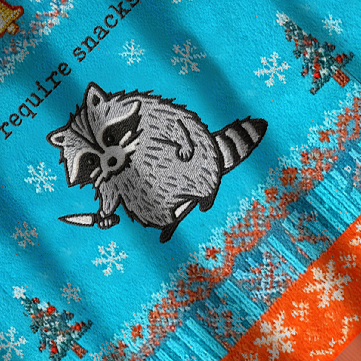 Baddiecat I Require Snacks Funny Raccoon Christmas Ugly Sweatshirt