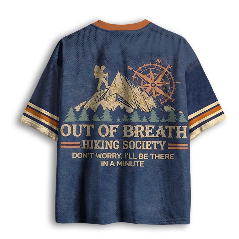 Baddiecat Funny Out Of Breath Hiking Society Camper Mesh Jersey