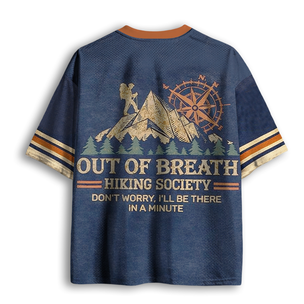 Baddiecat Funny Out Of Breath Hiking Society Camper Mesh Jersey
