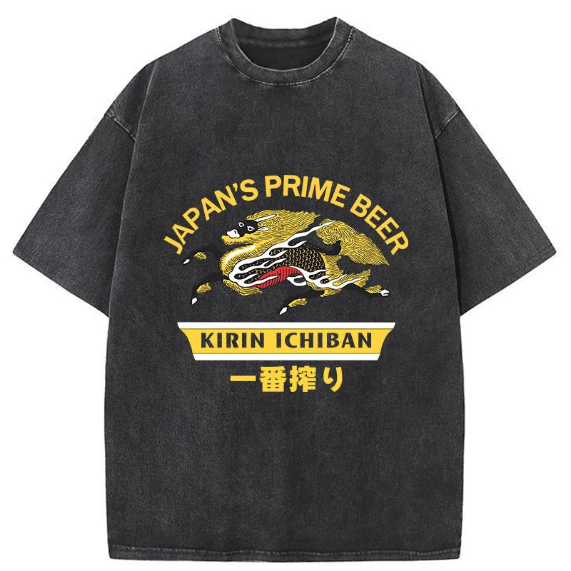 Kirin Ichiban Beer Logo Japanese Washed T-Shirt
