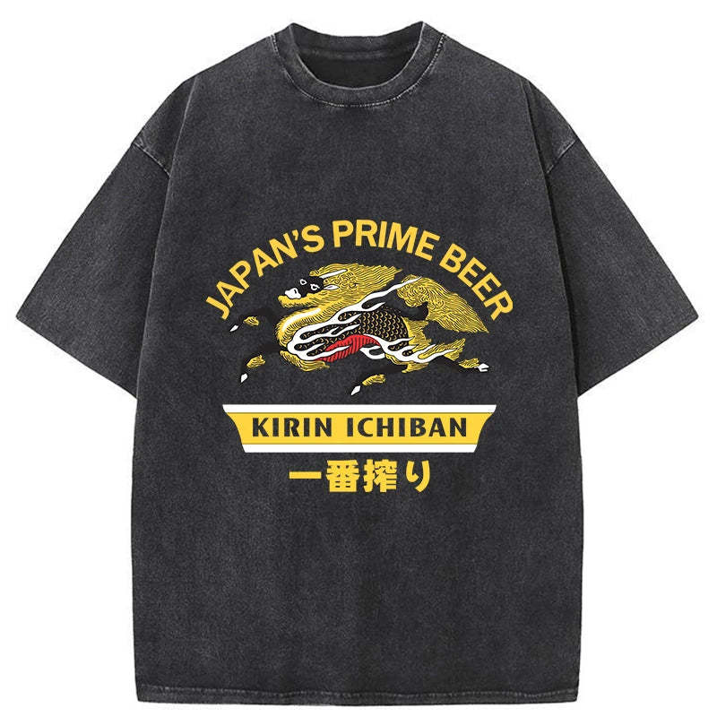 Kirin Ichiban Beer Logo Japanese Washed T-Shirt
