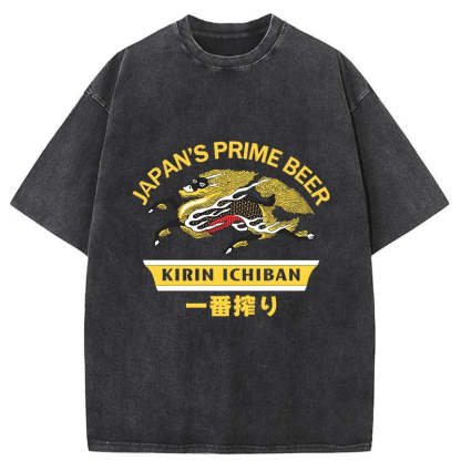 Kirin Ichiban Beer Logo Japanese Washed T-Shirt