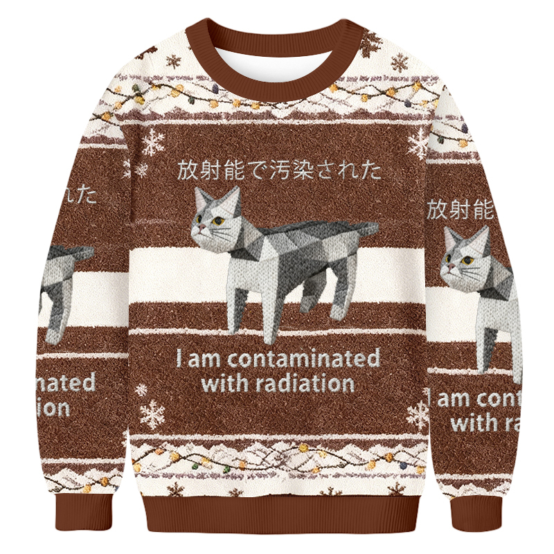 Tokyoviva Contaminated With Radiation Cat Christmas Ugly Sweatshirt