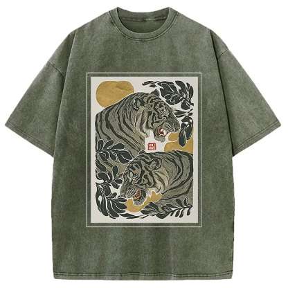 Woodcut Tiger Washed T-Shirt