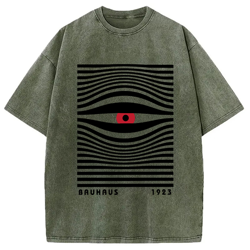 Geometric Eyes Printed Washed T-Shirt