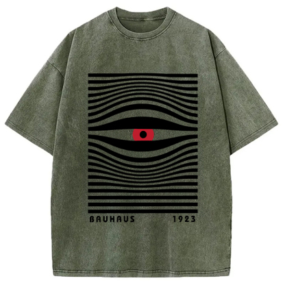 Geometric Eyes Printed Washed T-Shirt