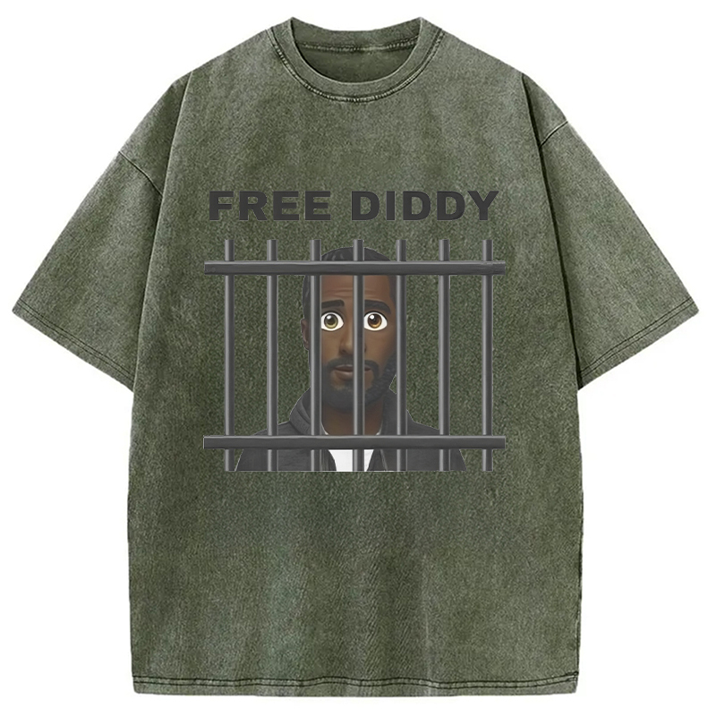 Original Free Diddy Funny Meme Washed T-Shirt