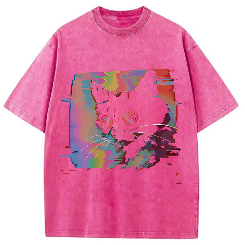 Glitch Cat Washed T-Shirt