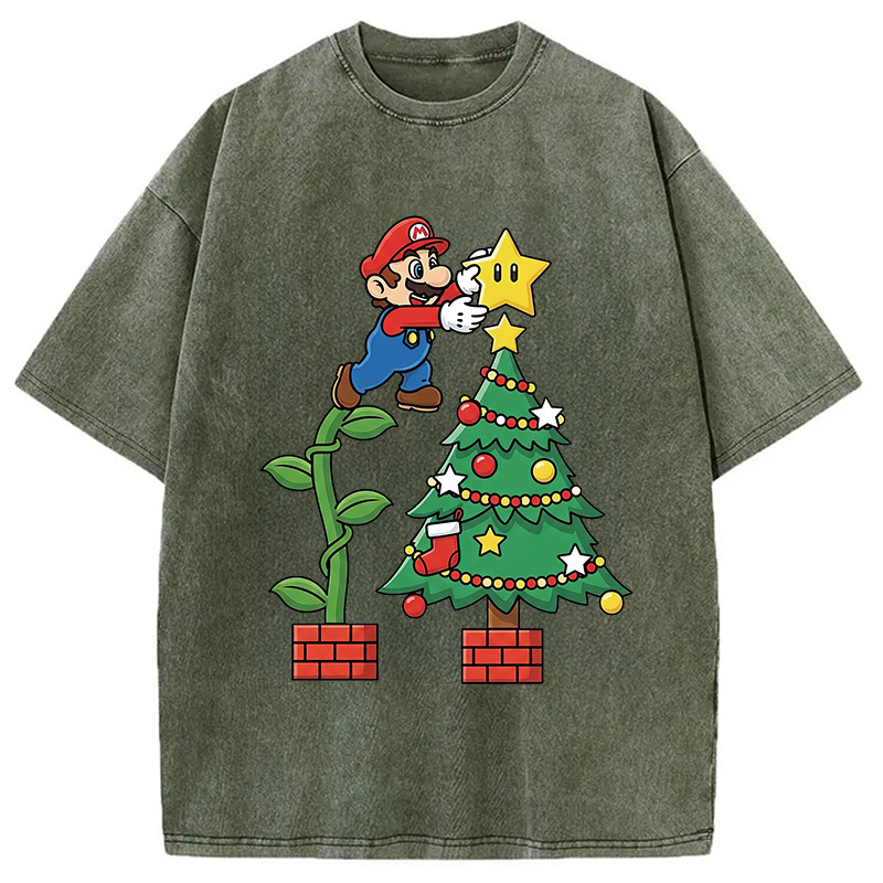 Super Mario Christmas Washed T-Shirt
