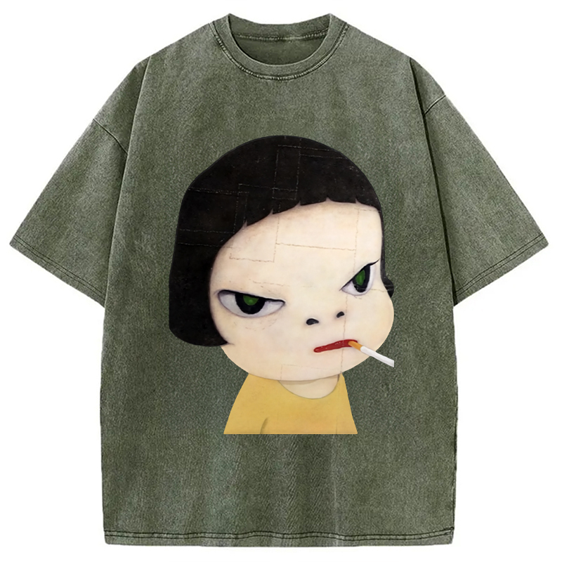 Too Young To Die Smoking Girl Washed T-Shirt