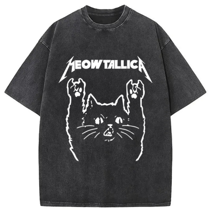 Vintage Album Cat Meowtallica Japan Washed T-Shirt
