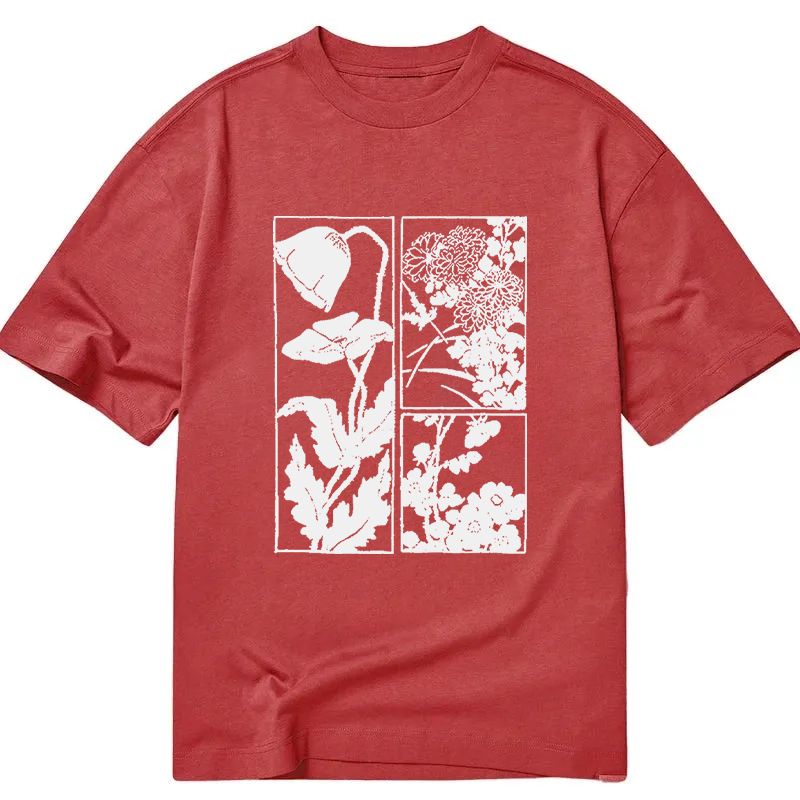Woodcut Flowers Classic T-Shirt