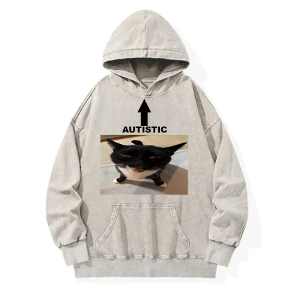 Autistic Cat Washed Hoodie