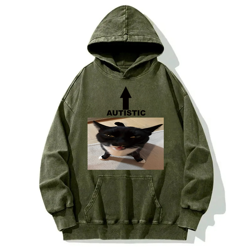 Autistic Cat Washed Hoodie