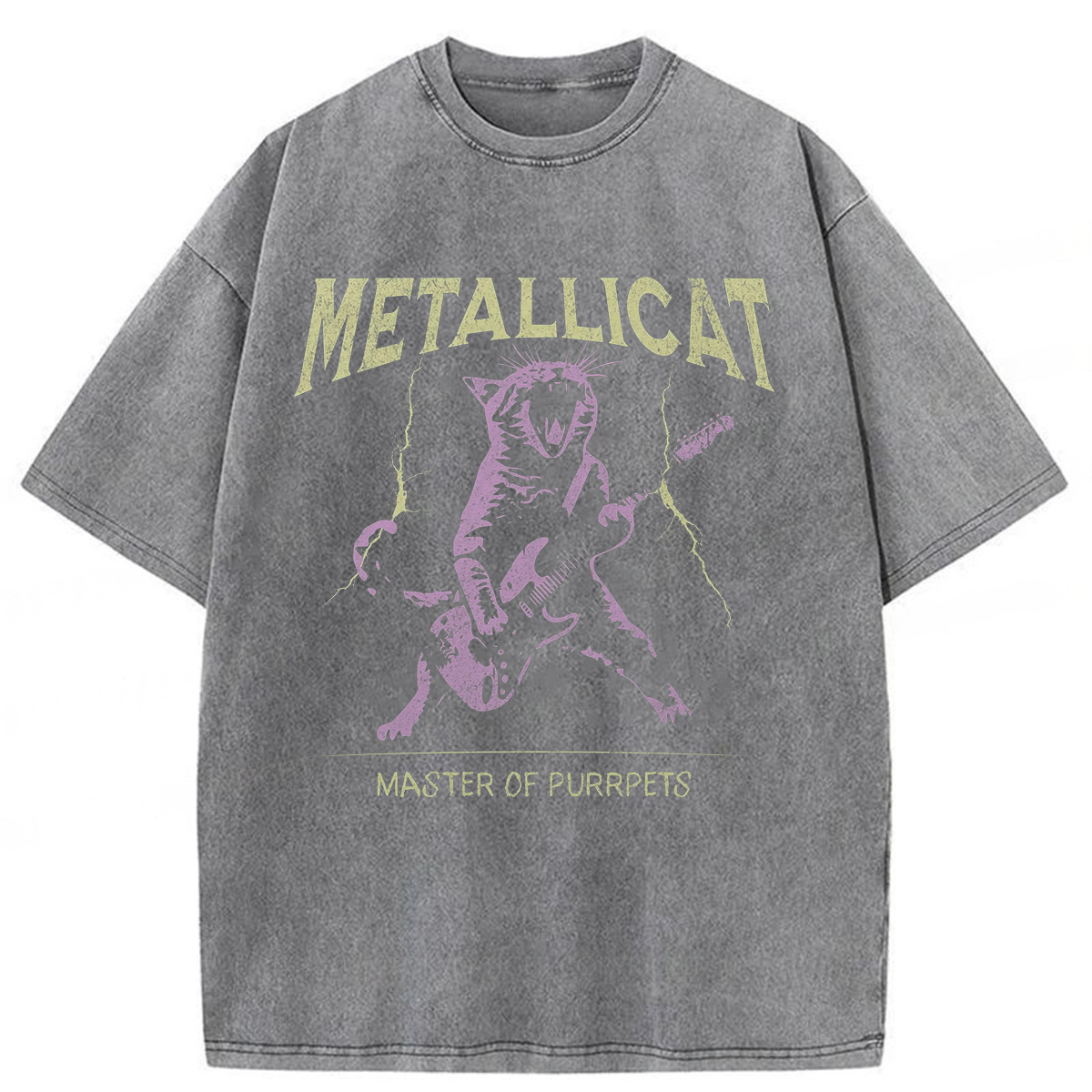 Tokyoviva Funny Guitar Cat Washed T-shirt