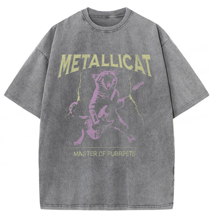 Tokyoviva Funny Guitar Cat Washed T-shirt