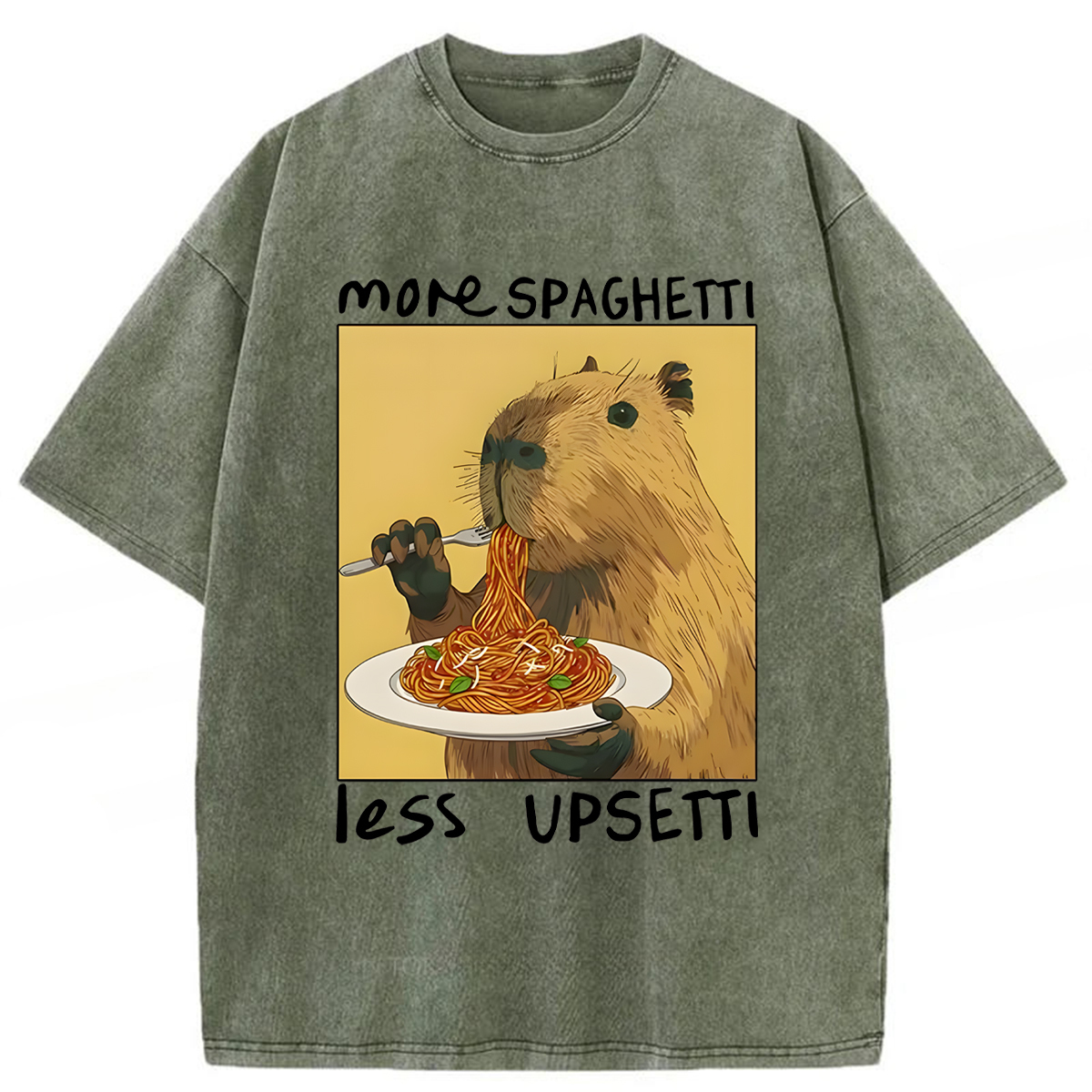 Tokyoviva Capybara Eating Pasta Washed T-shirt
