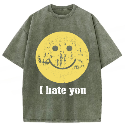 Tokyoviva I Hate You Smiling Face Washed T-shirt