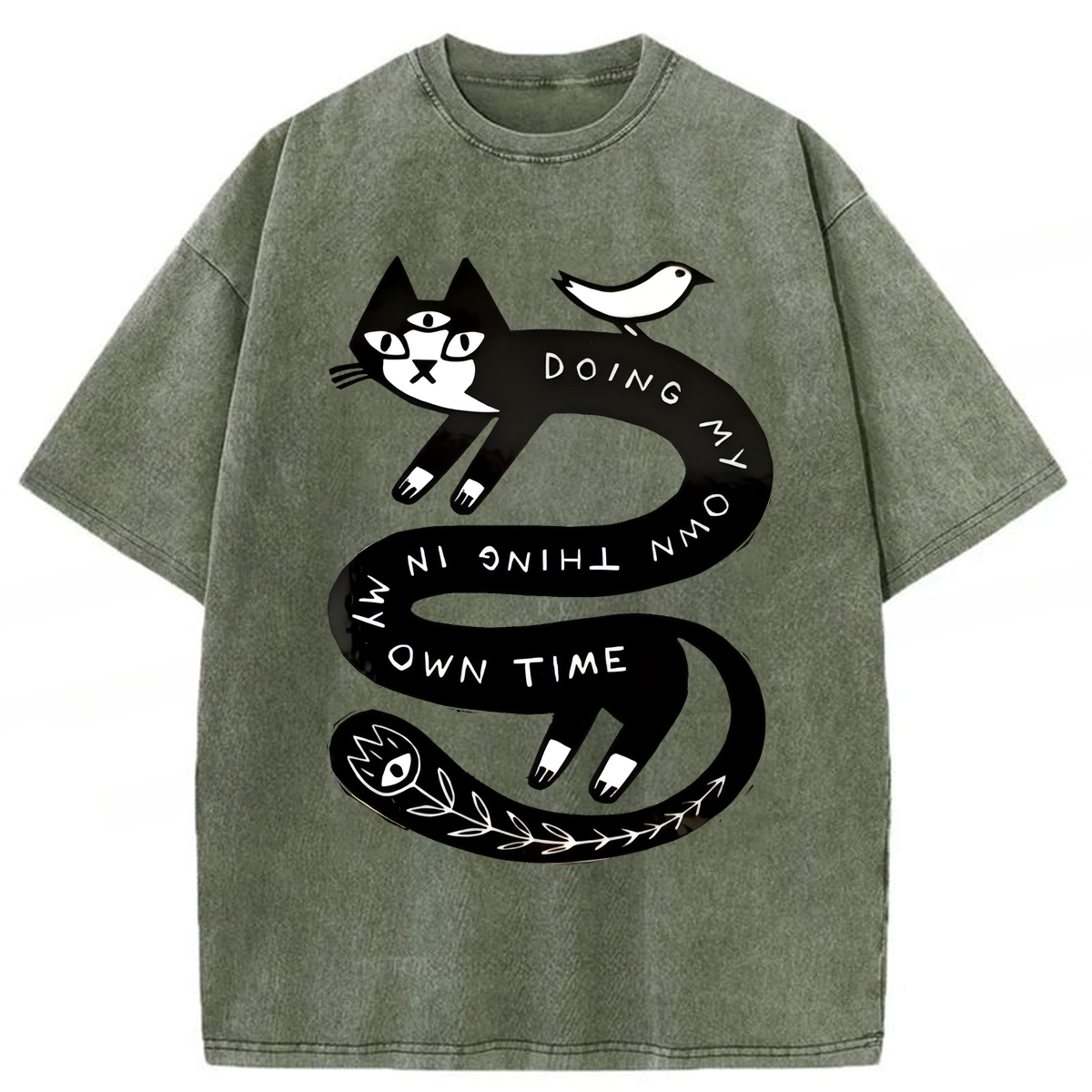Tokyoviva Doing My Own Thing Weird Cat Washed T-shirt