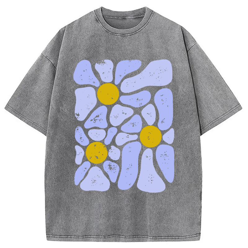 Abstract Flowers Art Washed T-Shirt