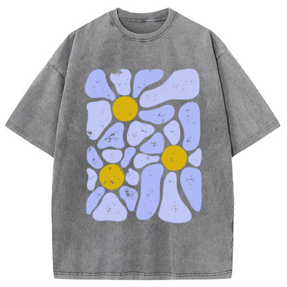 Abstract Flowers Art Washed T-Shirt