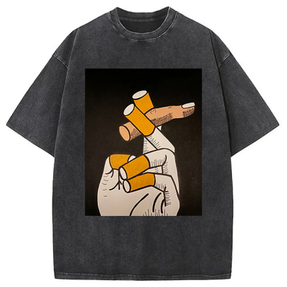 Finger Cigarette Washed T-Shirt