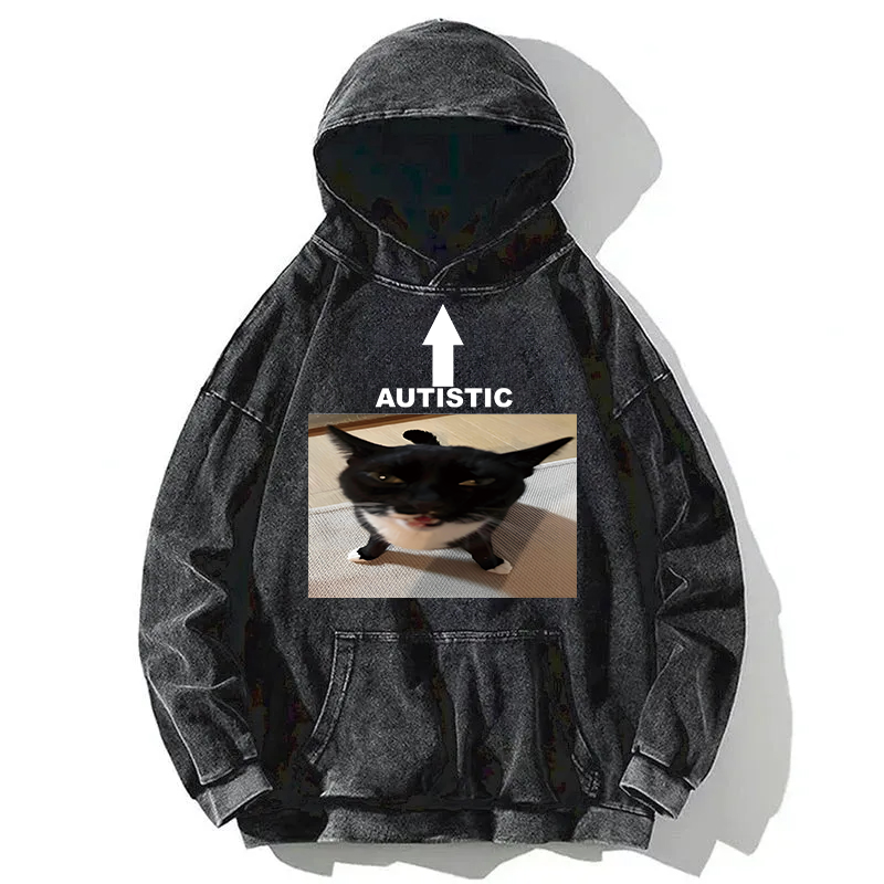 Autistic Cat Washed Hoodie