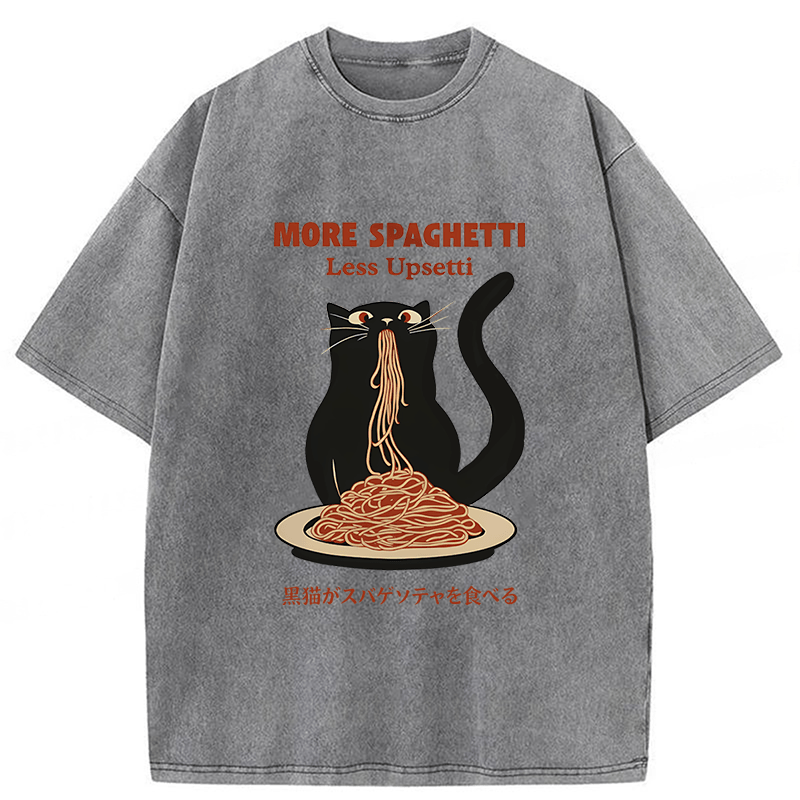 Tokyoviva Black Cat Digital More Spaghetti Less Upsetti Washed T-shirt