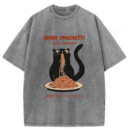 Tokyoviva Black Cat Digital More Spaghetti Less Upsetti Washed T-shirt