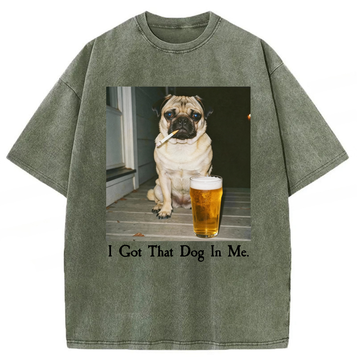 Tokyoviva Funny Pug I Got That Dog In Me Washed T-shirt